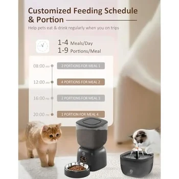 Automatic Pet Feeder Water Dispenser Set Timer Dual Power Control Portion Size Recorder Steel Plastic Bowl Cats Dogs Puppy 2