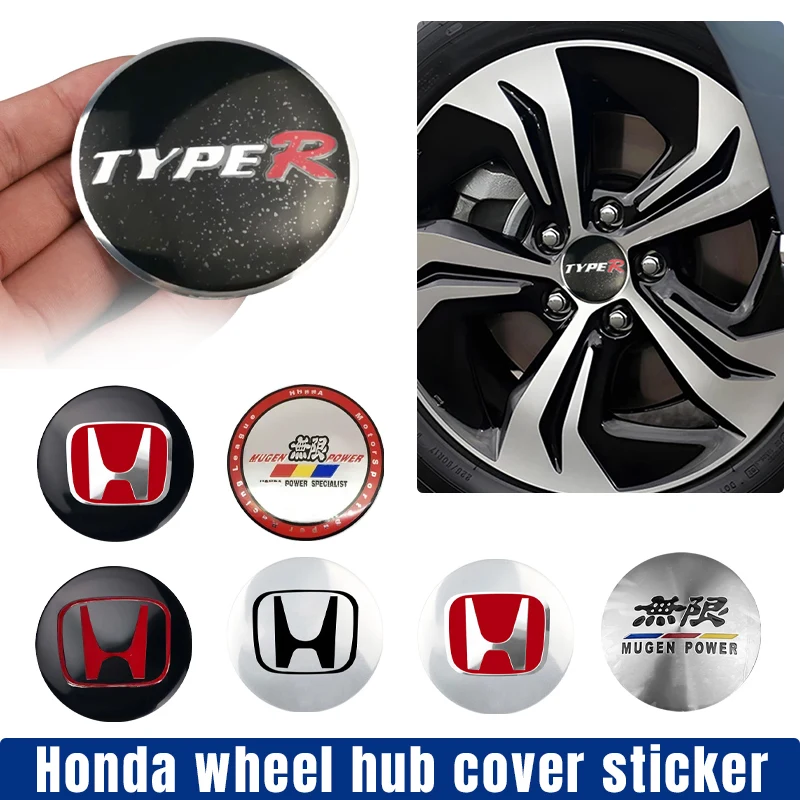 Wheel Hub Caps 56MM Car Badge Sticker For Honda CITY CIVIC Mugen INSPIRE XR-V CR-V