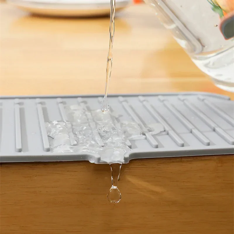 1pc Silicone Faucet Mat Large Sink Splash Pad Water Ripple Kitchen Bathroom Drainage Pad Countertop Protector