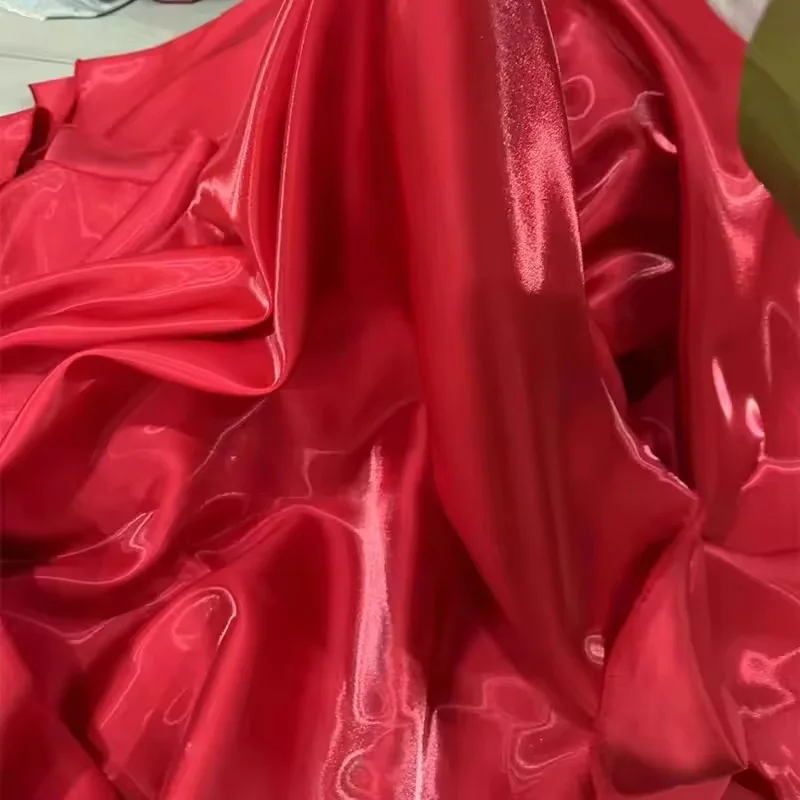 Blue Luxury Glossy Metallic Reflective Satin Fabric for Fashion and Formal Wear