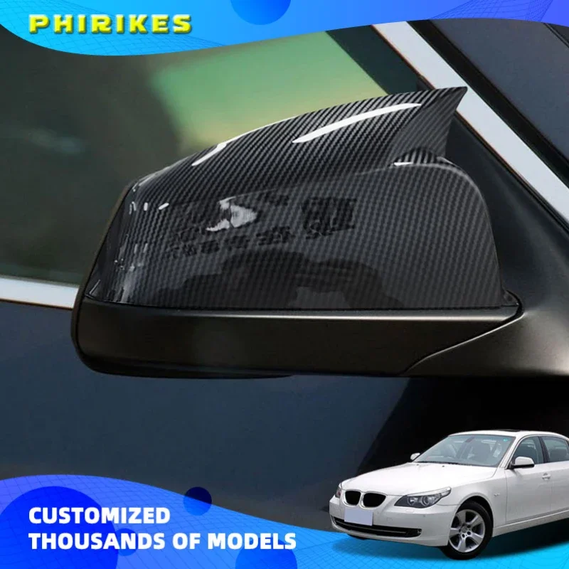 

For BMW 5 6 7 Series E60 E61 E63 E64 F06 F07 F10 F11 F13 F01-F04 Carbon Fiber Pattern Black Side Wing Rearview Mirror Cover Cap