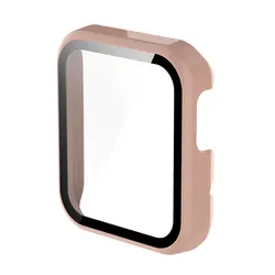 Tempered Glass Screen Protector with Hard PC Bumper Protective Cover for Redmi Watch (Pink)