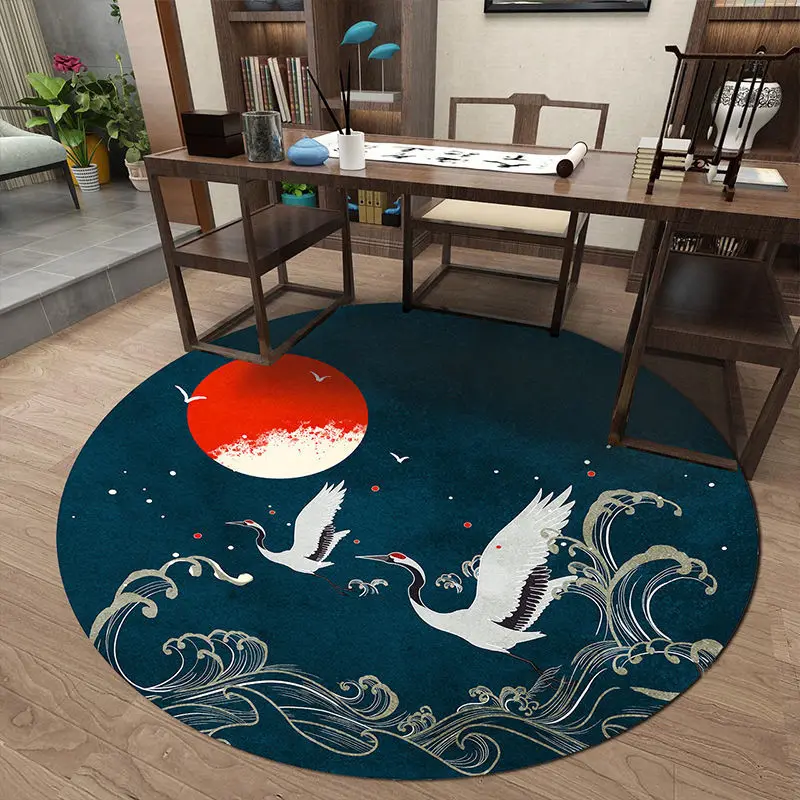 

Flower Bird Round Carpet for Living Room Decoration Non-slip Rugs for Bedrooms Study Mat Table and Chair Floor Mats Home