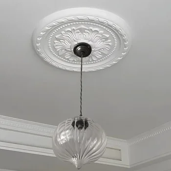 PU Lamp Panel Imitation Gypsum Resin PVC Polyurethane Construction Home Decoration Materials Disc Foam Wall Panel Accessories