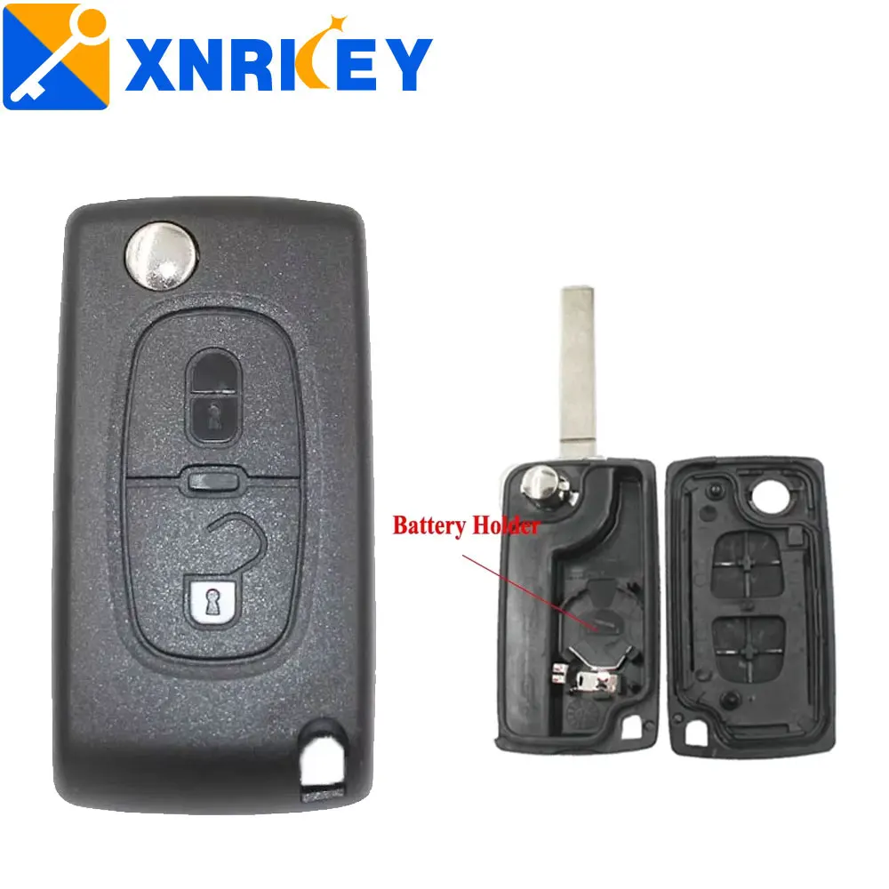 XNRKEY 2 Buttons for Citroen Car Key Shell Cover with Battery Holder Flip Remote Control Key Shell case Fob VA2 No