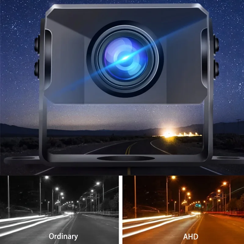 Universal surveillance backup camera system for cars, trucks, and RVs, 4-split screen, MP5, easy to install HD 1080P IPS display