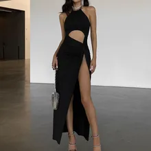 

European And American-StyleinsSexy Hollow-out Backless Lace-up Halterneck Dress Women's Hot Girl High Waist Slimming Inspiration