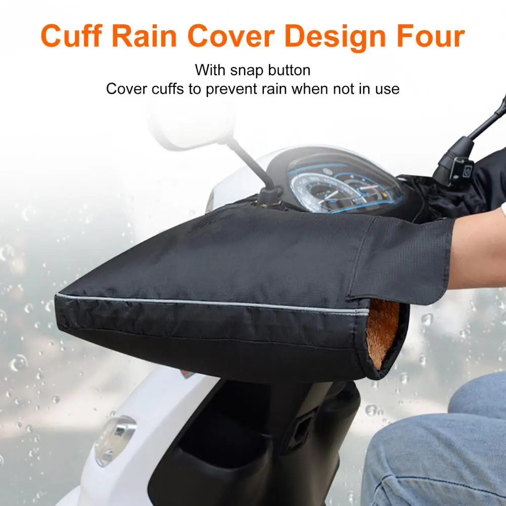 

1 Pair Durable Snowmobile Handlebar Gloves Drawstring Closure Hand Protector Waterproof ATV Handlebar Protector Gloves