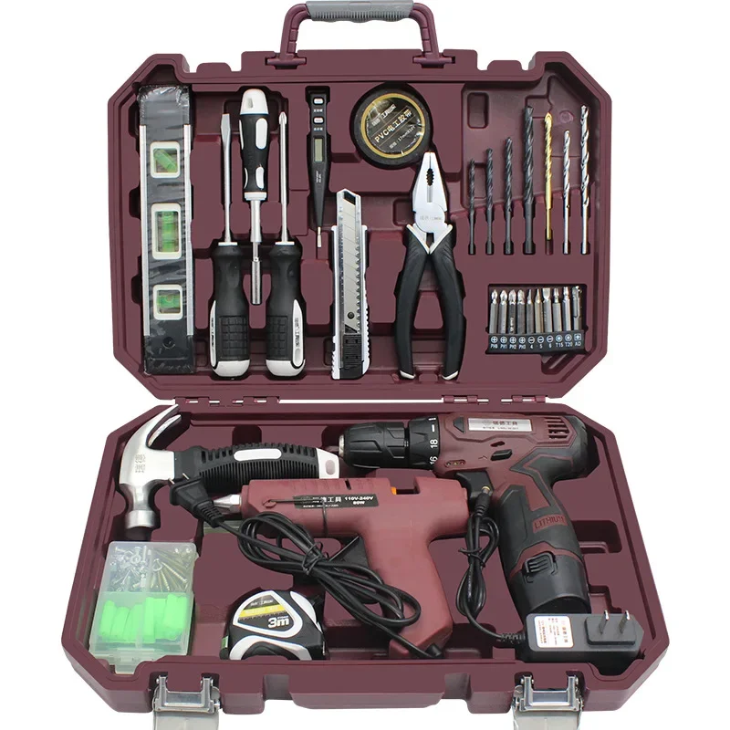 

12V lithium electric drill home toolbox set/home maintenance charging screwdriver combination