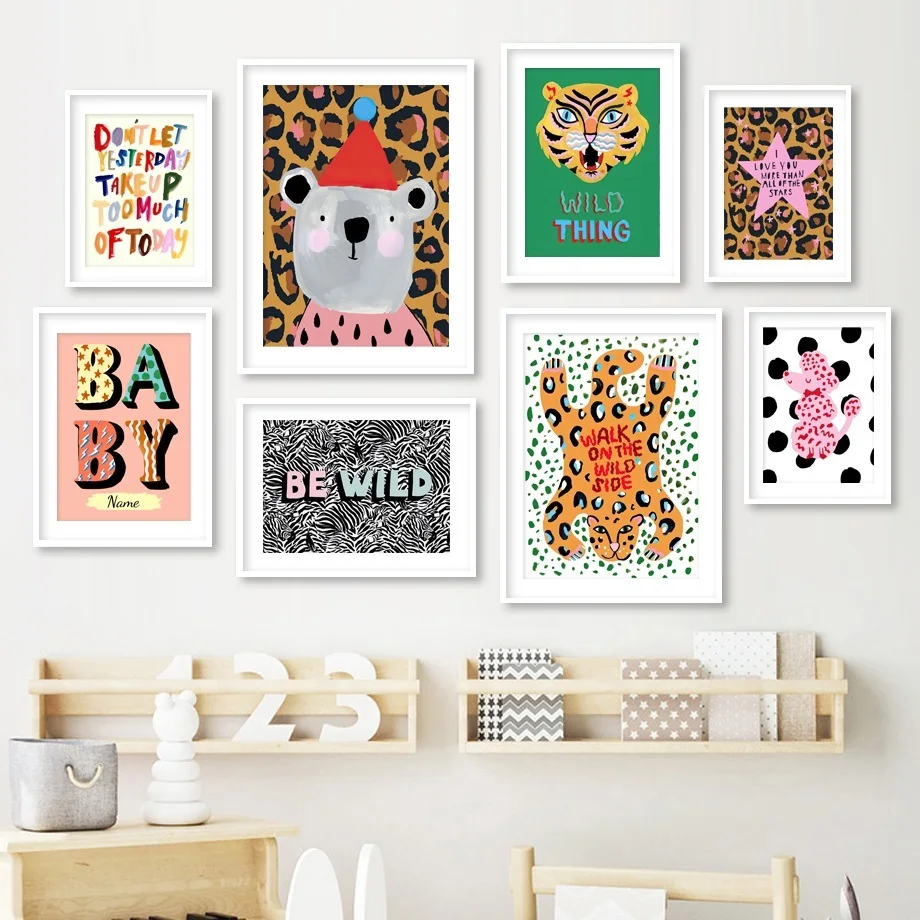 

Cartoon Leopard Koala Tiger Dog Horse Star Wall Art Canvas Painting Nordic Posters And Prints Wall Pictures Baby Kids Room Decor
