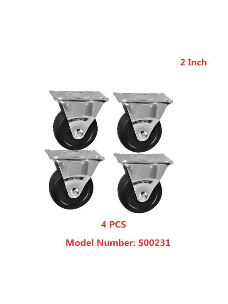 

4 Pcs/Lot 2 Inch Directional Caster Light Rubber Pulley, Black Mute Wear-resistant Furniture Wheel, Trolley Wheel