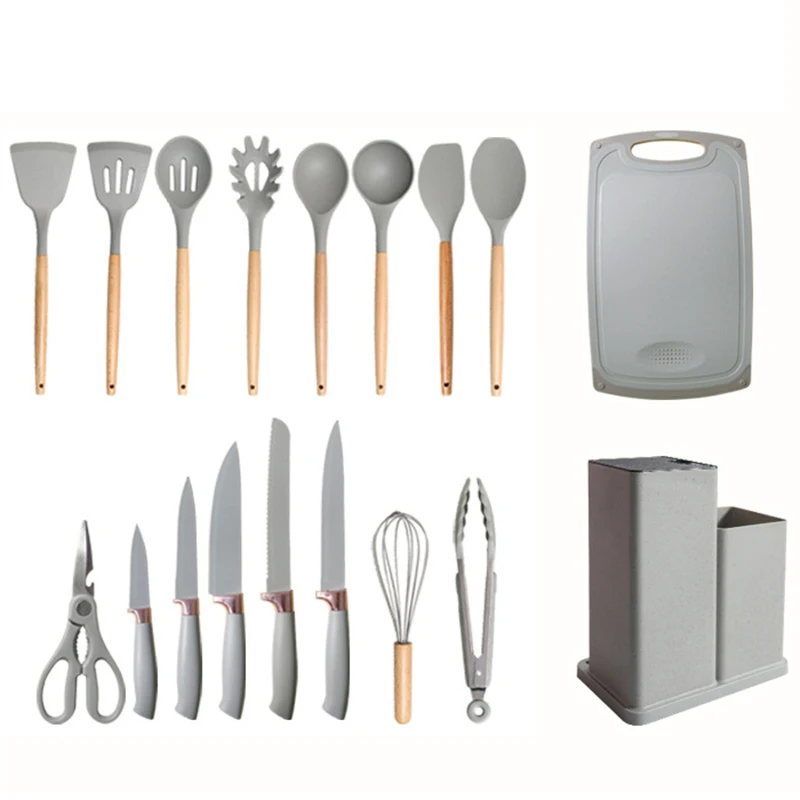 Set di utensili da cucina in Silicone da 19 pezzi pentola pala cucchiaio da  minestra coltello cucina antiaderente resistente alle alte Temperature -  AliExpress