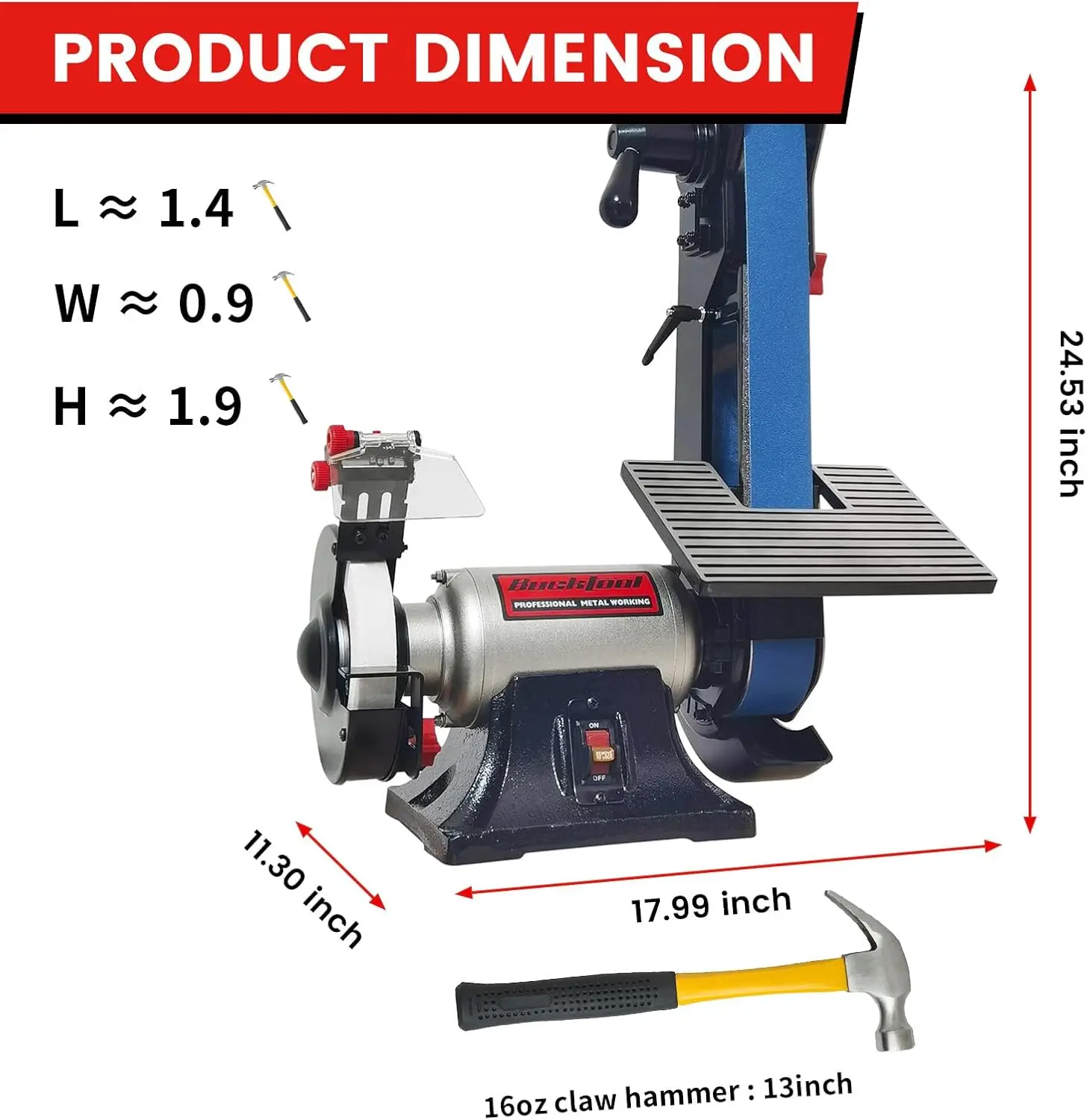 Combo 2" x 42" Belt Sander 6" Bench Grinder, Knife Sharpener with Large Work Table BG2600 Upgraded Model
