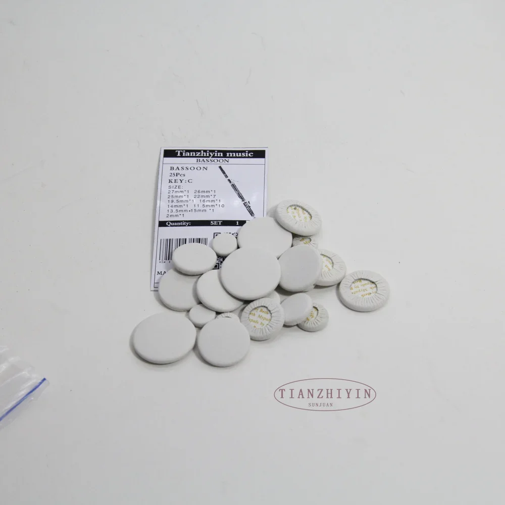 25pcs Bassoon Pads Set Real Leather Excellent Quality Bassoon Parts Nice Material for Repair And Maintenance