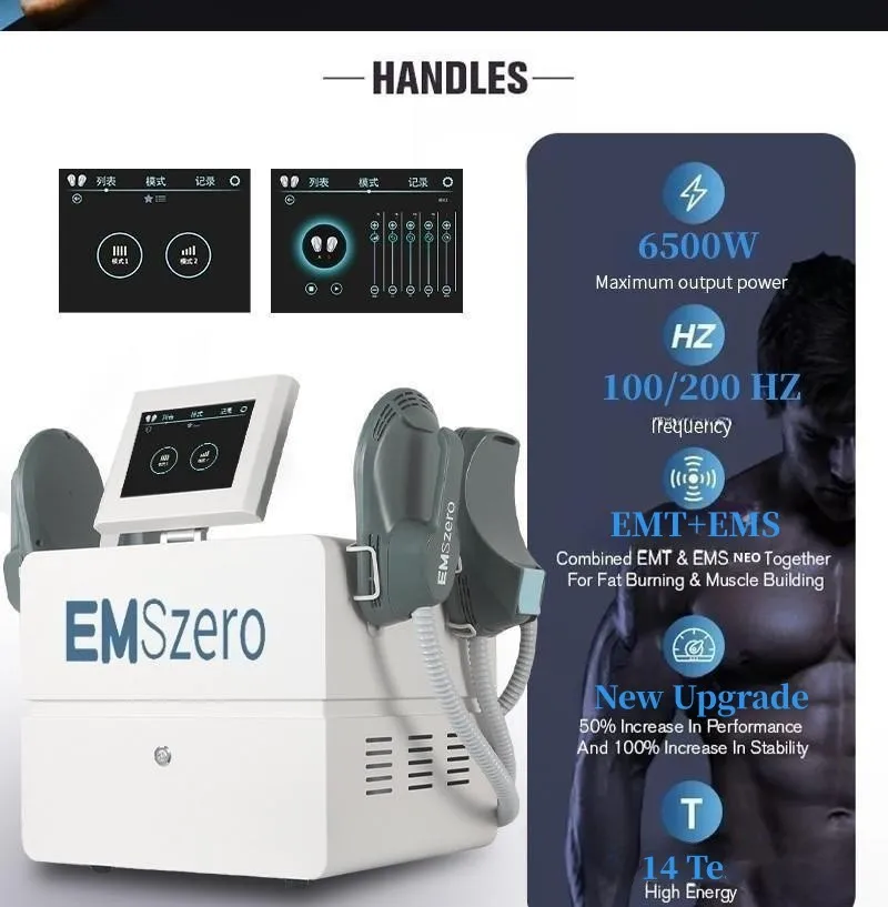 EMSZERO NEO stroj 2024 povolání 6500W 14 tes HIEMT RF EMS sval stimulátor tělo zeštíhlující stroj s 5 madla