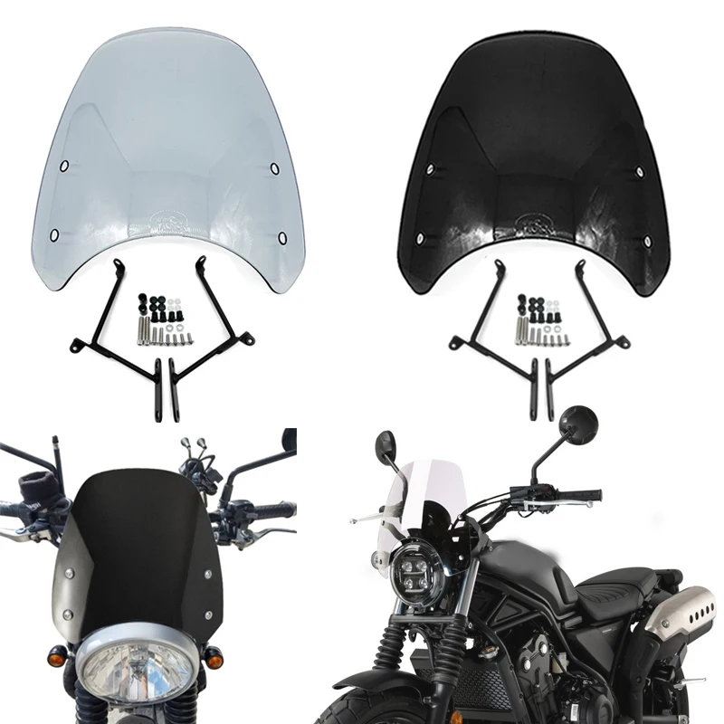 Motorcycle Accessories Windscreen Front Flyscreen Wind Deflector Screen Bracket for Honda CL 250 300 CL500