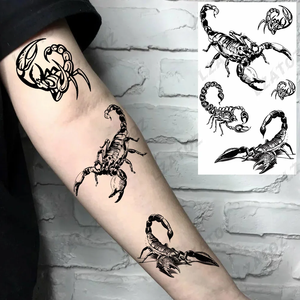 

Realistic Scorpion Animal Temporary Tattoos For Men Adults Fake Lion Butterfly Wolf Snake Tattoo Sticker Hand Washable Tatoos