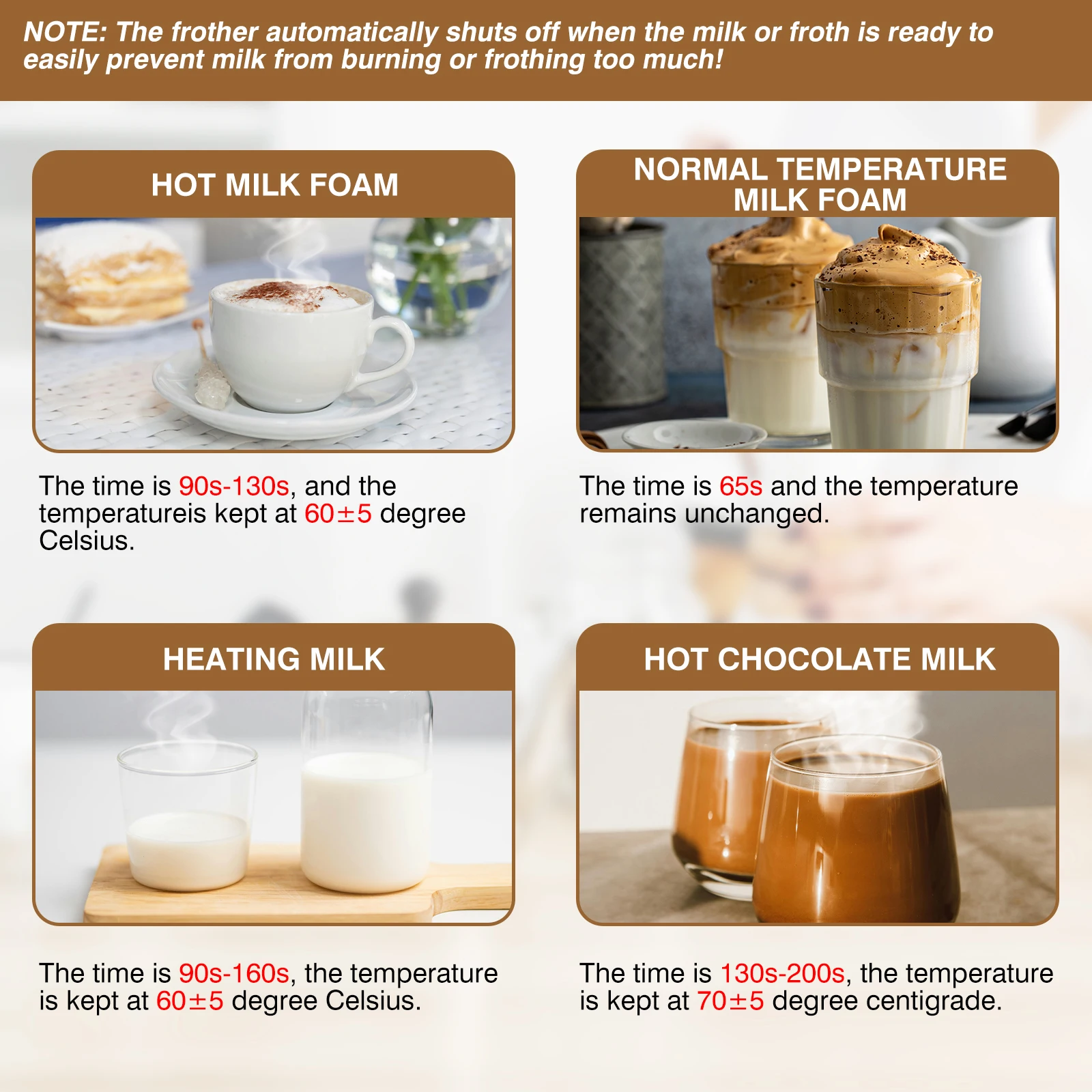 4 in 1 Electric Milk Frother Milk Foam Machine For Coffee Cappuccino Latte Hot and Cold Foam Maker Automatic Milk Frother Foamer 3