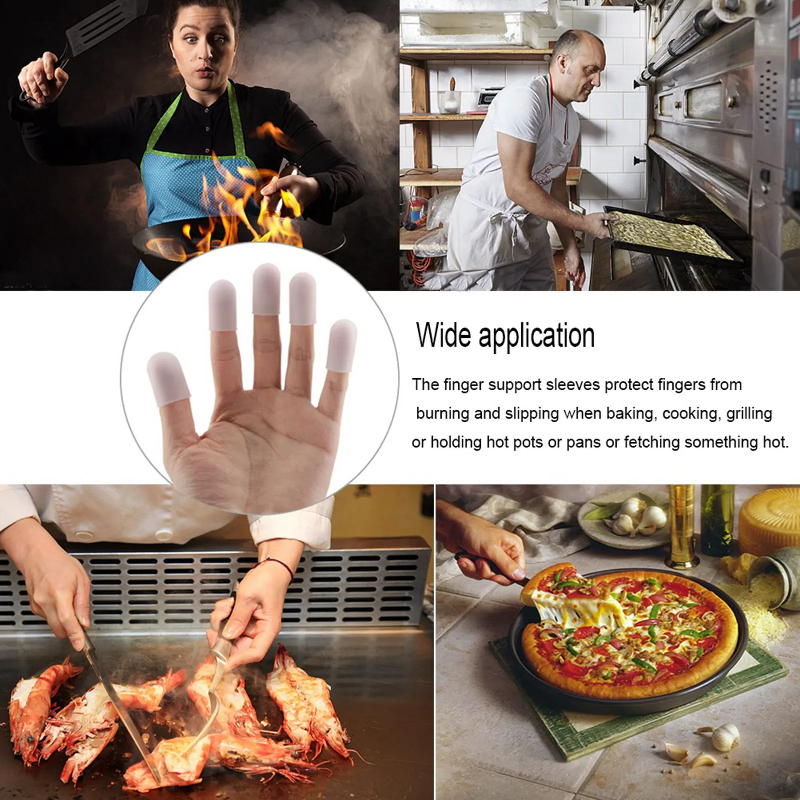 5pcs Silicone Finger Protector Thumbs Sleeve Cover Fingertip Gloves Finger Cots for Heat Cooking Baking Barbecue Kitchen Tools
