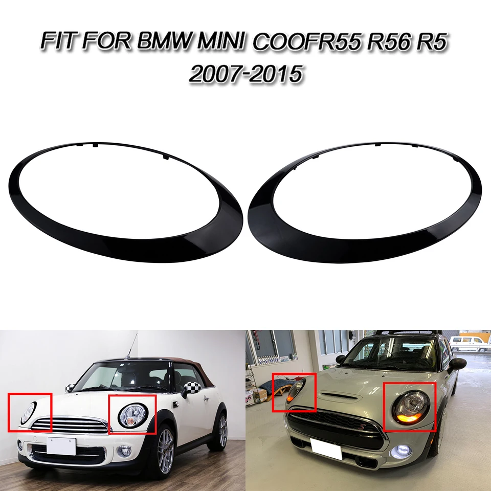 Koplamplensafdekking Voor Mini Voor Cooper R55 R56 R57 R58 2007-2015 Auto Accessoires Gloss Black Koplamp Ring Bezel Trim surround Cover 2 Stuks Autokoplampafdekking Koplamplensafdekking Voor Mini Voor Cooper R55 R56 R57 R58 2007-2015 Auto Accessoires Gloss Black Koplamp Ring Bezel Trim surround Cover 2 Stuks Autokoplampafdekking