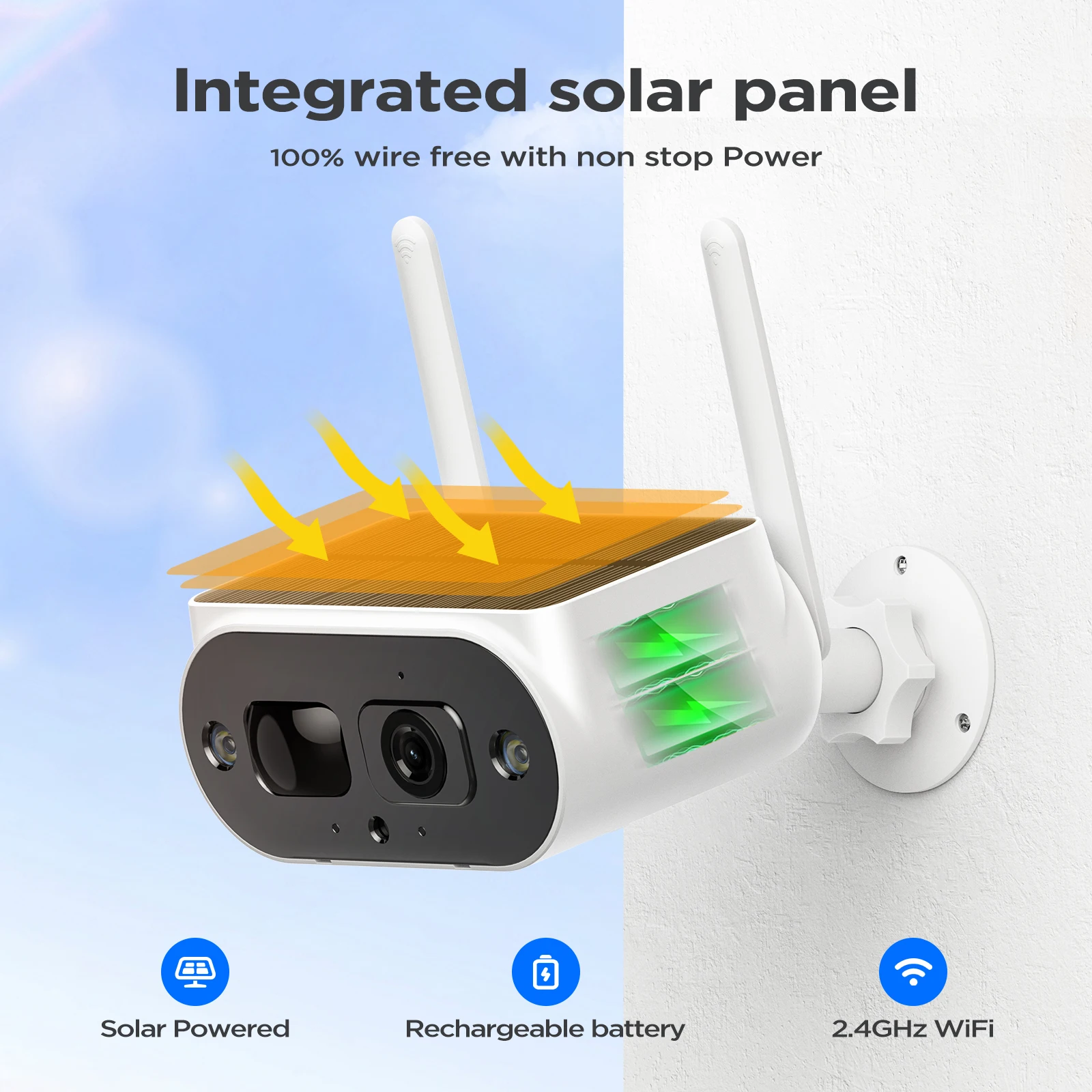 4MP Wifi Solar Camera with 8000mAh Rechargeable Battery PIR Detect Outdoor Surveillance Solar Powered Camera Security Protection tuya 3mp wifi battery solar power outdoor security pir motion detect spotlight color night vision cctv surveillance siren camera