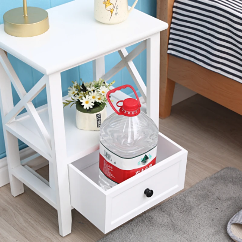 Nightstand Modern Bedside End Table Night Stand with Drawer and Storage Shelf for Living Room Bedroom