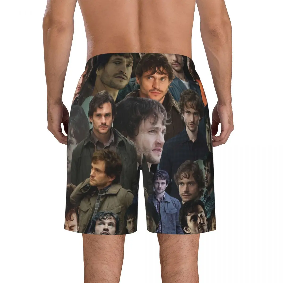 Will Graham Photo Collage Men's Beach Shorts Fitness Quick-drying Swimsuit Funny Street Fun 3D Shorts 4