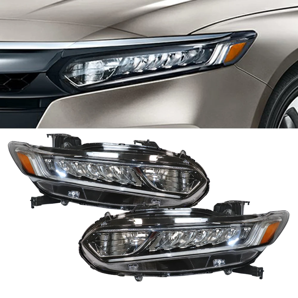 

For 2018 2019 2020 Honda Accord Headlight Assembly Left Driver & Right Passenger Side Headlamp Pair LED Headlights Replacement