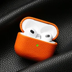 For AirpPods Pro 2 Case For AirPods 1 2 3 Cover PU Leather Earphone Charging Accessories Lychee Pattern Cowhide With Buckle