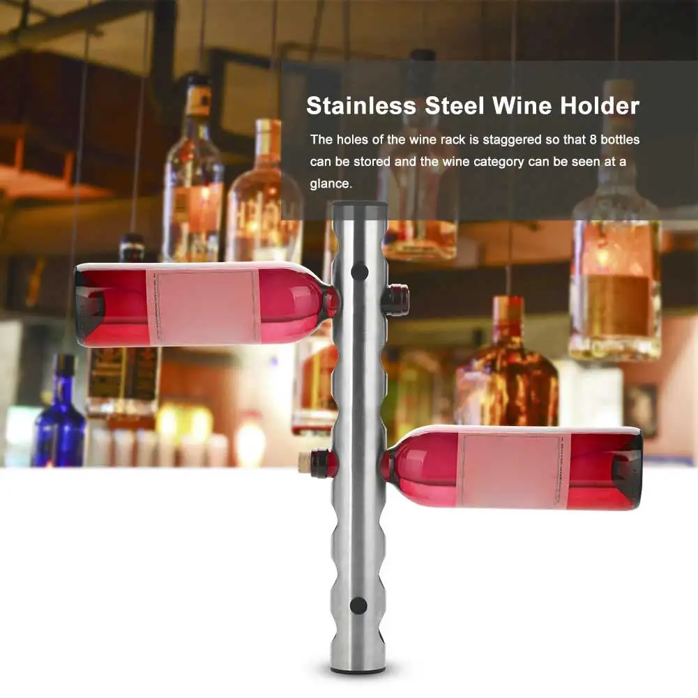 8/12 Bottle Wall Mounted Steel Wine Rack Kitchen Home Bar Holder Wines Shelves For Dining Room