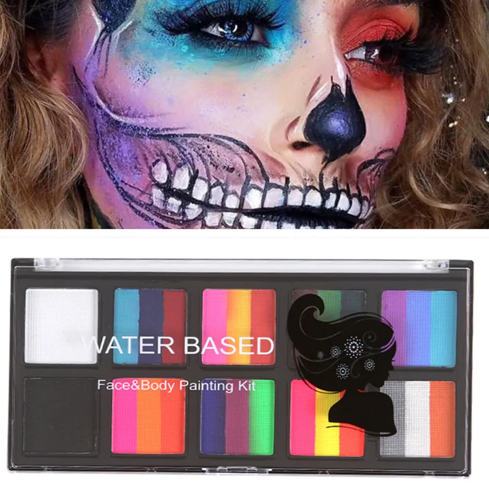 

bulk Body Painting water based Kids Flash Tattoo football Makeup Dress Beauty face eye Paint Palette with Brush Kit beauty tools