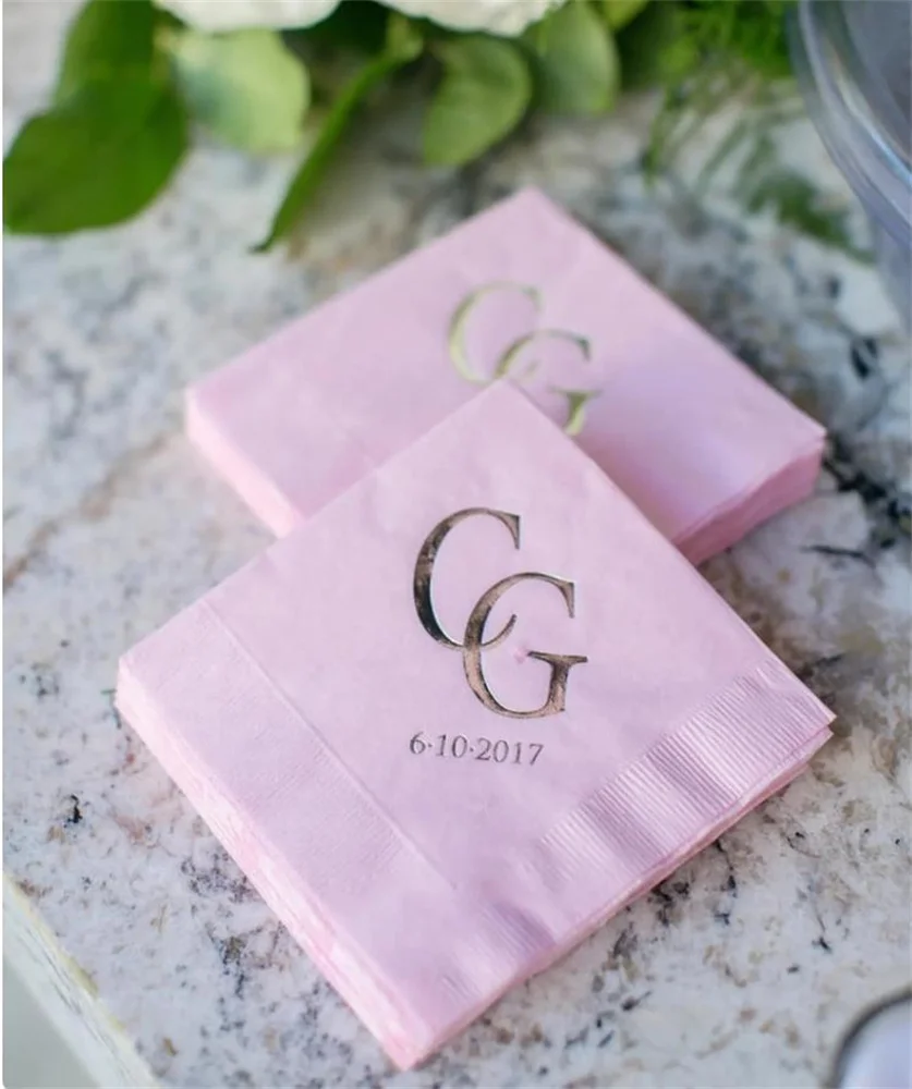 

50 Personalized Wedding Monogram Napkins, Customizable Party Napkins, Wedding Napkins, Printed Napkins, Engagement Party, Logo,
