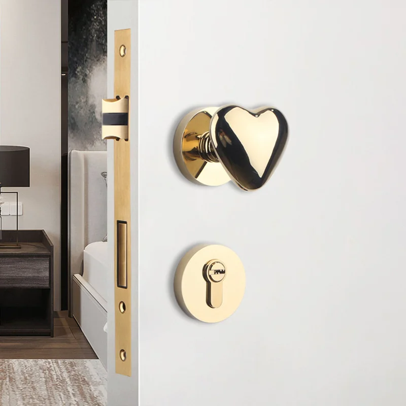 

American Love Door Lock Indoor Bedroom Spherical Lock Handle Gold Silent Magnetic Suction Room Lock Invisible Door Lock