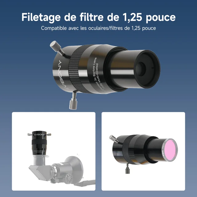 Lentille Barlow 5X Svbony 1.25 Pouces Métal - Multi-Coated Pour Télescope Et Observation Planétaire