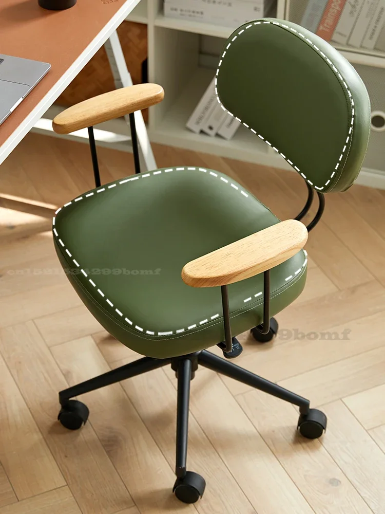 Retro Rotating Lift Computer Chair with Steel Leg Home Backrest Office Chairs Study Stool Comfortable Learning Swivel Bench