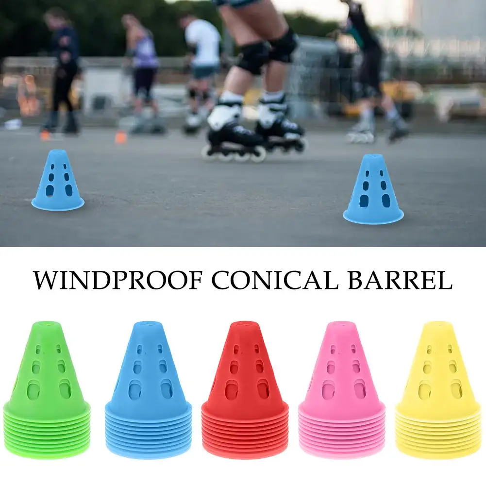 

10pcs/lot Colorful Skate Pile Cup Windproof Roller Cones Agility Skating Slalom Marking Skateboard Training Cone Marker W6P2