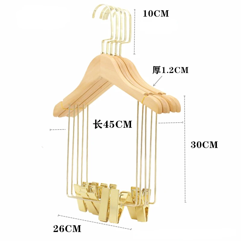 Gold High Grade Clothing Stores Suit Hangers with Clip One-piece Kids Sets Hanging Rack Adults Lady Jumpsuit Dress Support Shelf