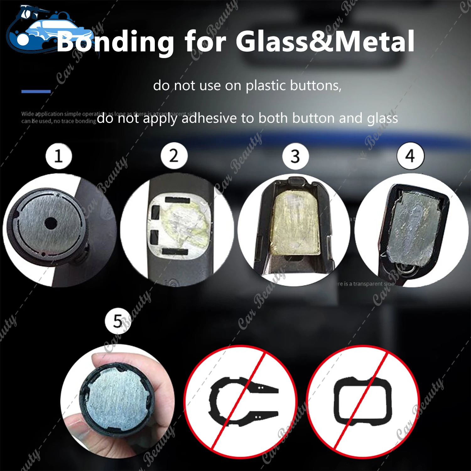 Rear view Mirror Professional Strength Rearview Adhesive Kit High-Bond for Glass & Metal Quick Curing Glue 0.014FL OZ 0.4ML 6