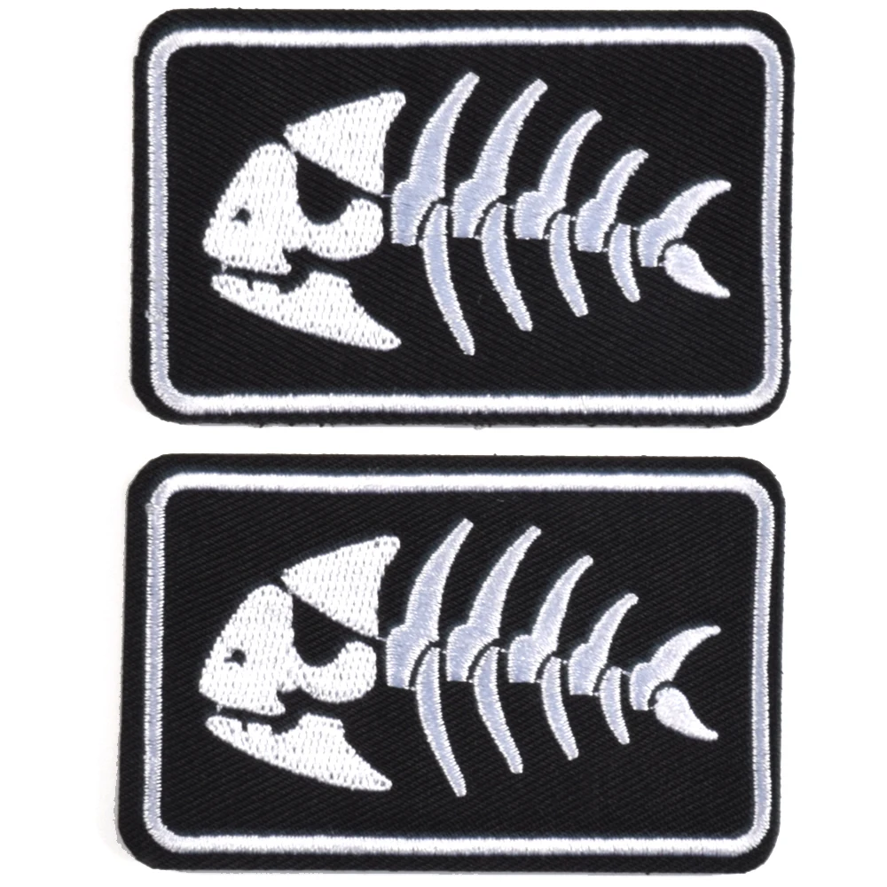 Fishbone Embroidery Patch Hook and Loop Fish Badge, Armband, Orangutan, Chest Strip Stick on Caps, Jacket, Backpack 5