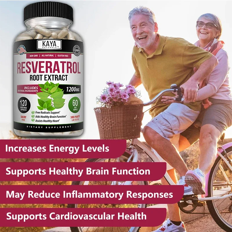 Resveratrol Supplement Resveratrol 1200 Mg Antioxidant 120 Capsules Supports Healthy Aging Immunity Brain Enhancement Heart