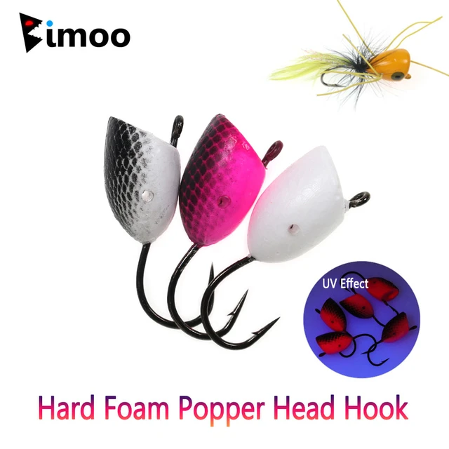 Bimoo 6PCS 0.24g Hard Foam Popper Head Hook For DIY Poppers Bugs Topwater  Floating Fly