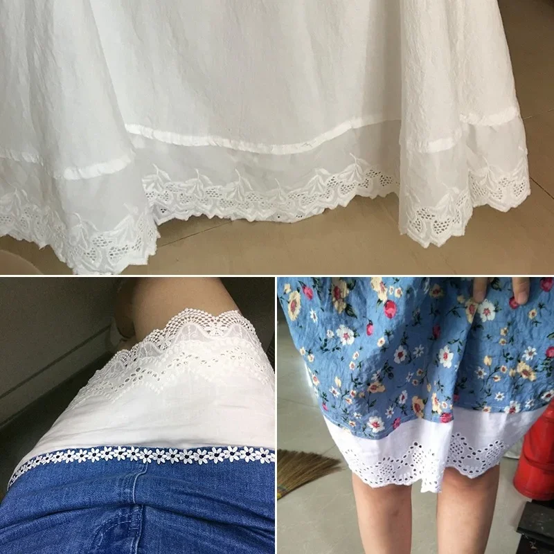 15 야드 화이트 코튼 레이스 리본 DIY 수제 공예 패브릭 중공 꽃 자수 레이스 테이프, 홈 섬유 장식