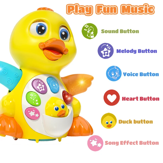 HOLA Baby Early Development Crawling Toys - Interactive Walking Duck with Music and Light Up for 18 Months Toddler Boy and Girl 3