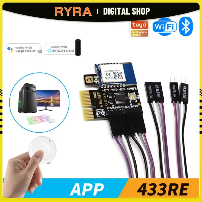 

RYRA Tuya Wifi Computer Power Reset Switch PC Port For Destop Computer Tuya App Remote Control Power On/off Reset 433 RF Control