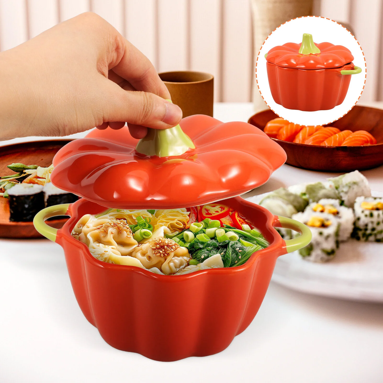 호박 그릇 음식 서빙, 찐 계란 디저트 용기, 인스턴트 국수 도자기