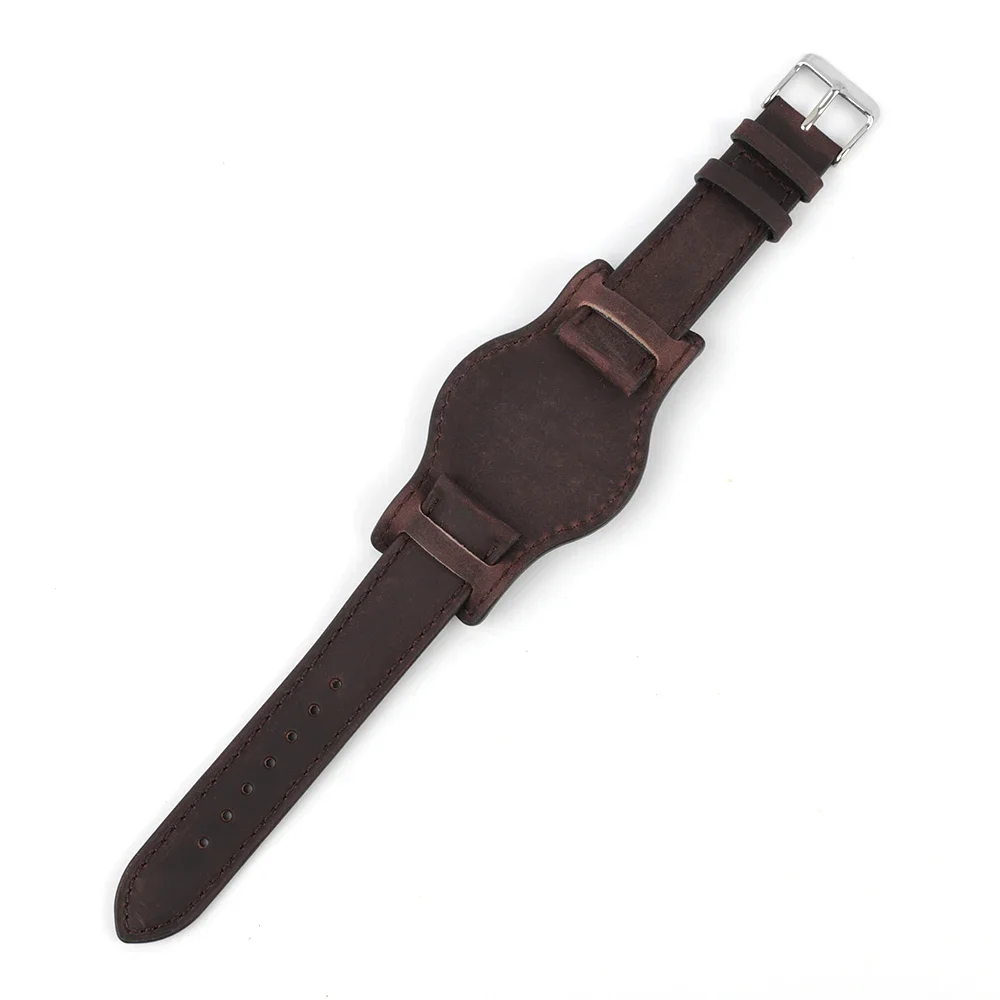 Genuine Cowhide Retro Leather Watch Band with Mat Bund Strap