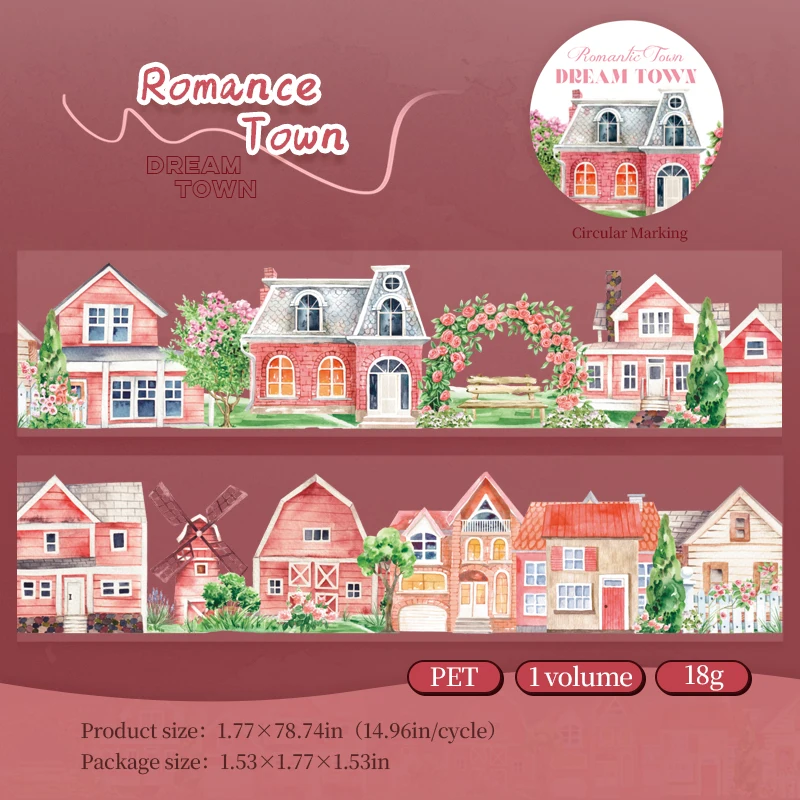 PET Tapes for Scrapbooking and Journaling - Dream Town House Design, 45mm x 2m