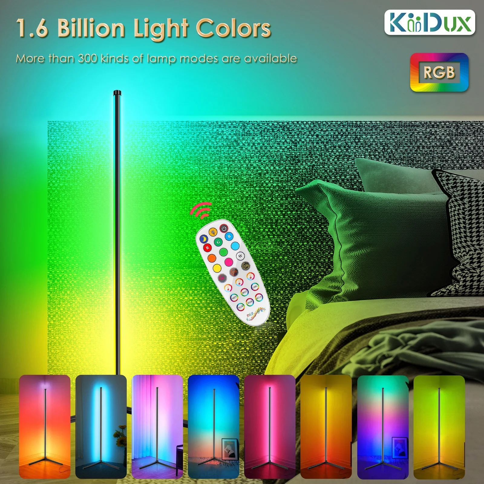 Kiidux 25w Rgb Dimmable Floor Lamp Corner Lights Bluetooth Smart Led