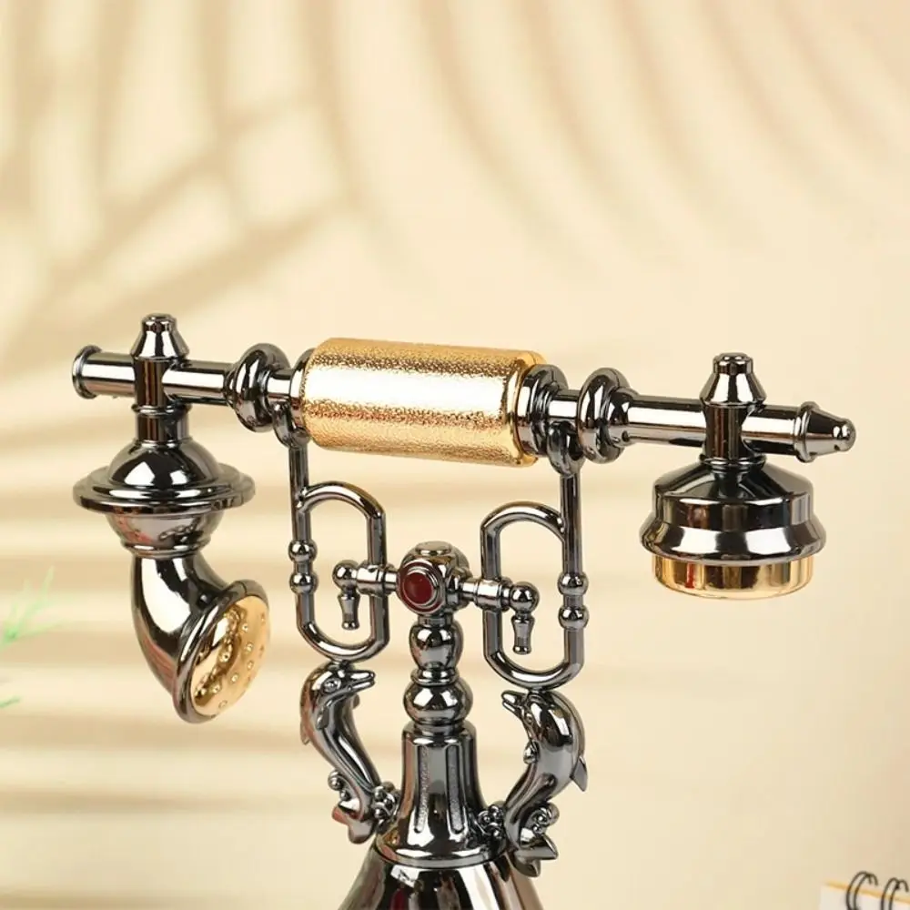 European Style Telephone Alarm Clock Handmade Antique Telephone Clock Model Easy to Install Accurate Ornaments