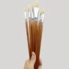 Professional Hog Bristle Filbert Oil Paint Brushes Set, 7pcs Long Wooden Handle Natural Chungking Hog for Oil Acrylic Painting 4